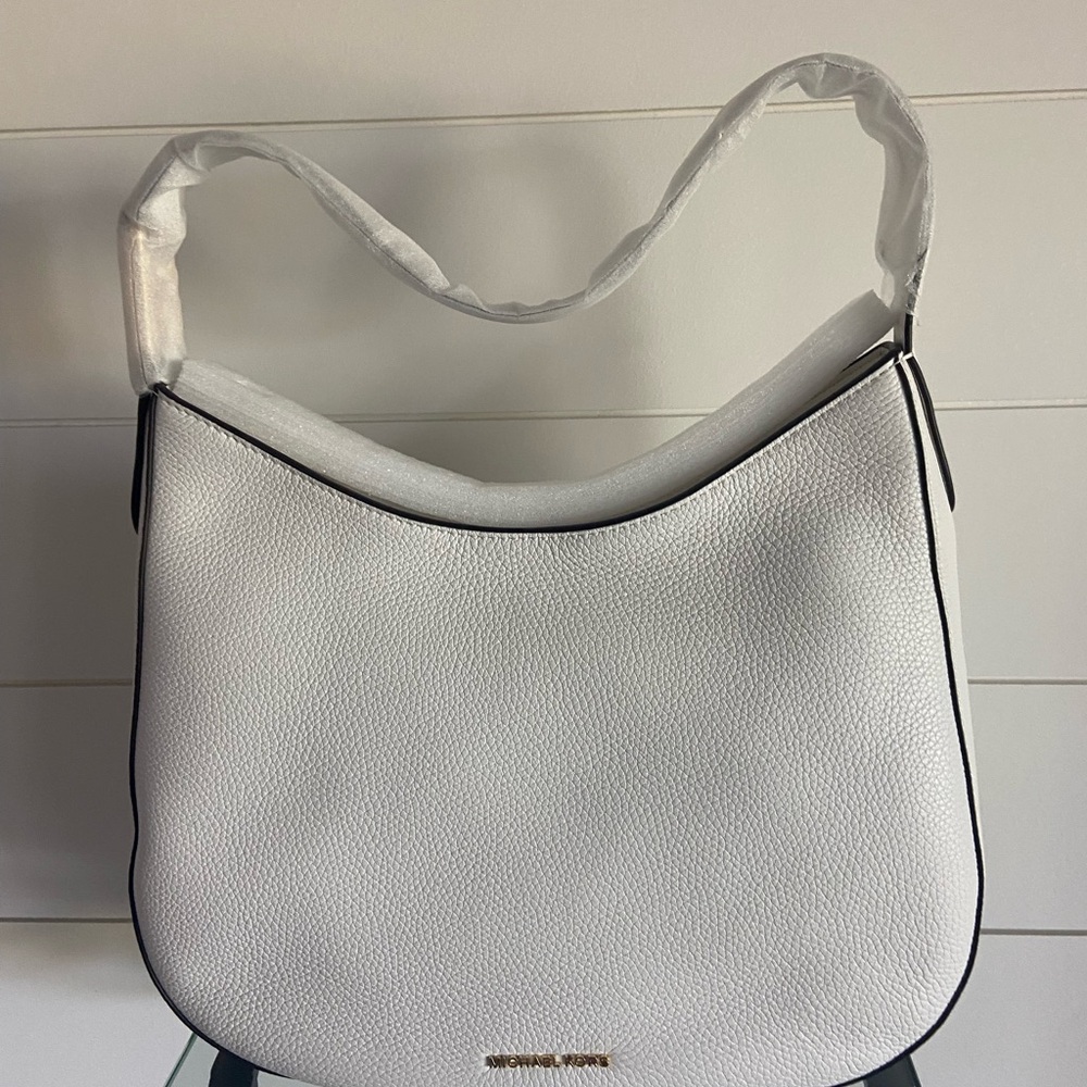 Michael Kors Kensington White Hobo Leather Shoulder Bag